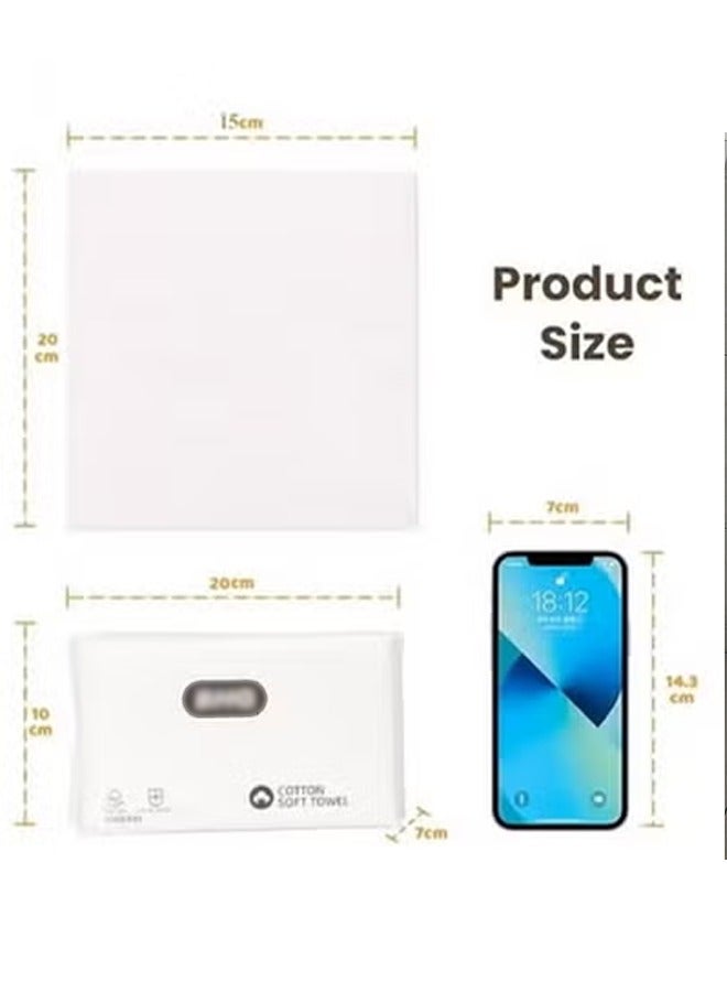 وجه للاستخدام مرة واحدة، مناديل وجه قطنية 100%، مناديل جافة لإزالة المكياج فائقة النعومة، مناديل سميكة لتنظيف الوجه، مناديل وجه يومية لطيفة على البشرة، منشفة وجه نظيفة قابلة للتحلل الحيوي، مناديل وجه ناعمة محمولة للبشرة الحساسة ولتنظيف الوجه للأطفال والعناية الشخصية والسفر (20*15 سم) - Image 2